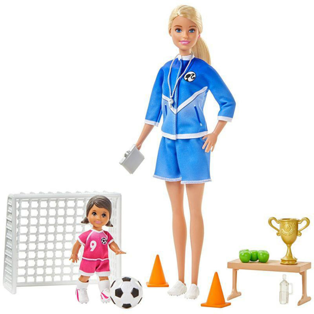 New in Box-Mattel-Barbie Soccer Coach Playset w/Small Doll and Accessories